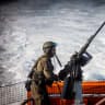 Israeli Navy soldiers operate on Navy vessels off the coast of of the southern Israeli city of Ashdod, August 6, 2024