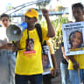 Protesters block roads in Tel Aviv demanding further government action into the disappearance of four-year-old Haymanut Kasau, July 26, 2026.