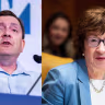 Maine Democratic nominee for US Senate Troy Jackson (L) and Maine Republican incumbent Sen. Susan Collins (R).