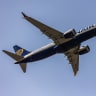  A Boeing 737 MAX 8-200 passenger aircraft, operated by Europe's leading low-cost airline Ryanair, takes off from Il Caravaggio International Airport on July 11, 2026 in Orio al Serio, near Bergamo, Italy. 