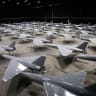  Iranian drones are displayed during a ceremony of the joining new drones to the Iranian Army's combat organisation in an undisclosed location in Iran, in this handout image obtained on January 13, 2025.