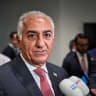 Iranian Crown Prince Reza Pahlavi speaks to the press as he takes part in a roundtable discussion regarding the situation in Iran at the Dutch parliament in The Hague on July 6, 2026; illustrative.