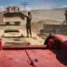 IDF Engineering Corps moving an IDF Caterpillar D-9 armored bulldozer, in the northern Golan Heights.