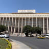 The Central Bank of Syria headquarters in central Damascus on July 28, where the exchange and withdrawal of old banknotes are being administered. 