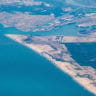 This picture taken on May 28, 2021 shows an aerial view of the port of Egypt's northern Mediterranean coastal city of Damietta.
