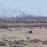 Smoke rises from a gas tanker after a drone strike, maritime security firm Ambrey said, at Damietta port, Egypt, July 29, 2026, in this screengrab obtained from a social media video.