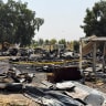 Damage at a site belonging to Iraq's Popular Mobilization Forces (PMF) following airstrikes that the PMF said were carried out by US and Saudi forces, in Bartella, Nineveh province, Iraq, July 29, 2026. Picture taken with a mobile phone.
