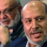 Current leader of Hamas, Khalil al-Hayya (R), holds a press conference in Damscus, Syria. 