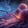 An illustration showing siRNA targeting a cancerous tumor.