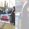 CHABAD VOLUNTEERS assist World Series fans in putting on tefillin, 2016.