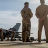 German air force pilots stand next to a fighter jet during a visit of Defence Minister Ursula von der Leyen at the Al Azraq air base in Jordan, January 13, 2018. 
