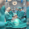 First from left- Dr. Israel Weiss, Head of Orthopedic Oncology at Clalit-Beilinson Hospital & Dr. Yury Peysakhovich (first from the right), Head of Thoracic Surgery at Clalit-Beilinson Hospital during the operation.