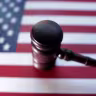US flag and Judge gavel are seen in this illustration taken, August 6, 2024. 