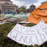 Pro-Palestinian student protesters set up a tent encampment at Columbia University on April 24, 2024.