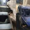 Cars burned during an Israeli settler attack on the West Bank village of Surif overnight on Saturday.