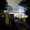 Law enforcement officers and emergency services personnel work at the site of an explosion at a restaurant in central Moscow, Russia August 2, 2026. 
