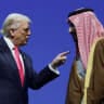 U.S. President Donald Trump and Crown Prince and Prime Minister Mohammed bin Salman of Saudi Arabia interact during the U.S.-Saudi Investment Forum in Washington, D.C., U.S., November 19, 2025.