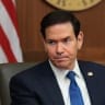  Secretary of State Marco Rubio (C) speaks during a Cabinet meeting at Camp David, the presidential retreat, on July 31, 2026 in Camp David, Maryland.