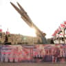 Iranian-made Zolfaghar missiles are displayed at Azadi Square in Tehran on August 2, 2026.