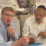 Rabbi Mark Wildes with the scribe at the Nova site.