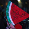Demonstrators attend a pro-Palestine protest organized by the Palestinian Youth Movement organization outside of the White House in Washington, D.C. on March 18, 2025, after Israel broke a ceasefire agreement, launching airstrikes that killed over 400 Palestinians. 