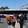 United Hatzalah paramedics respond to a multi-bus crash in Ashkelon on August 4, 2026.