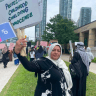 Toronto mayoral candidate Dr. Bahira Abdulsalam at a protest in Toronto in July.