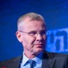 Justice Minister Yariv Levin attends Israel Hayom conference in Jerusalem, July 5, 2026.