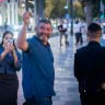 A protester shouts at former IDF Brig. Gen. Ofer Winter during a demonstration against an IDF recruitment conference for the Haredi community in Jerusalem, August 4, 2026.