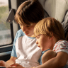 Children on a road trip.