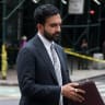 Zohran Mamdani, mayor of New York, arrives to speak to members of the media after reports of falling debris at 235 East 42nd Street during an office-to-residential conversion in New York, US, on Tuesday, July 7, 2026.