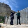RABBI AARON PERETZ reviews the security fence on the border between Melilla and Morocco, accompanied by agents of the Civil Guard, last July.