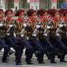 North Korean service members march during a military parade on Victory Day, marking the 81st anniversary of the victory over Nazi Germany in World War Two, in central Moscow, Russia, May 9, 2026.