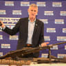 Yair Golan highlights weapons seized during raids on Arab organized crime gangs, August 10, 2026.