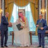TURKISH PRESIDENT Recep Tayyip Erdogan shakes hands with Saudi Crown Prince Mohammed bin Salman, next to Pakistan’s Prime Minister Shehbaz Sharif, after signing a joint defense agreement in Mecca, on August 7, 2026.