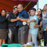 The brother of Salvadoran man Edwin Lopez-Cornejo, who died in custody a week ago after suffering what ICE called a medical emergency, is consoled by the funeral officiant as he cries during his brother’s funeral at the Hillside Cemetery in Plainfield, New Jersey, US August 8, 2026.
