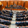 Lebanon's Parliament Speaker Nabih Berri heads a parliamentary session at the headquarters in Beirut on March 9, 2026.
