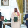 TURKISH PRESIDENT Recep Tayyip Erdogan, Saudi Crown Prince Mohammed bin Salman, and Pakistan’s Prime Minister, Shehbaz Sharif, pose after signing a joint defense agreement in Mecca last Friday. 