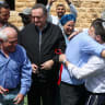Defense Minister Israel Katz and other coalition lawmakers attend a ribbon-cutting ceremony for the re-establishment of the settlement of Sa-Nur, in the West Bank, April 19, 2026