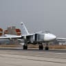 A Russian air force Sukhoi Su-24 bomber lands at the Russian Hmeimim military base in Latakia province, in the northwest of Syria, on December 16, 2015; Illustrative.