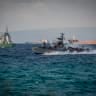 An Israeli Navy patrol boat sails off the coast of Haifa, as seen from Haifa beach, May 26, 2026. 
