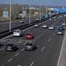 Cars are driving on the M3 motorway on March 6, 2025, close to Budapest.