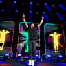 DJ Raphi on stage at his USA Hype Tour in March this year. His shows include interactive, family-friendly live dance and. music performances.