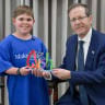 President Isaac Herzog meets with "Wish Kid" Arbel Rot at the President's Residence in Jerusalem, August 11, 2026.