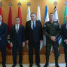 Defense Minister Israel Katz with a Honduran military delegation, August 16, 2026