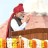 India's Prime Minister Narendra Modi addresses the nation from the ramparts of the Red Fort during the celebrations to mark country's Independence Day in New Delhi on August 15, 2026.