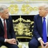  U.S. President Donald Trump (R) and Canadian Prime Minister Mark Carney speak to reporters in the Oval Office of the White House on October 07, 2025 in Washington, DC.