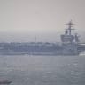  US aircraft carrier USS George Washington (CVN-73) shortly after berthing at Manila Bay in Manila on July 3, 2025.