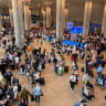 Passengers scramble at Ben-Gurion Airport after a staff strike halted Israeli air travel, August 20, 2026