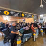 Passengers scramble at Ben-Gurion Airport after a staff strike halted Israeli air travel, August 20, 2026